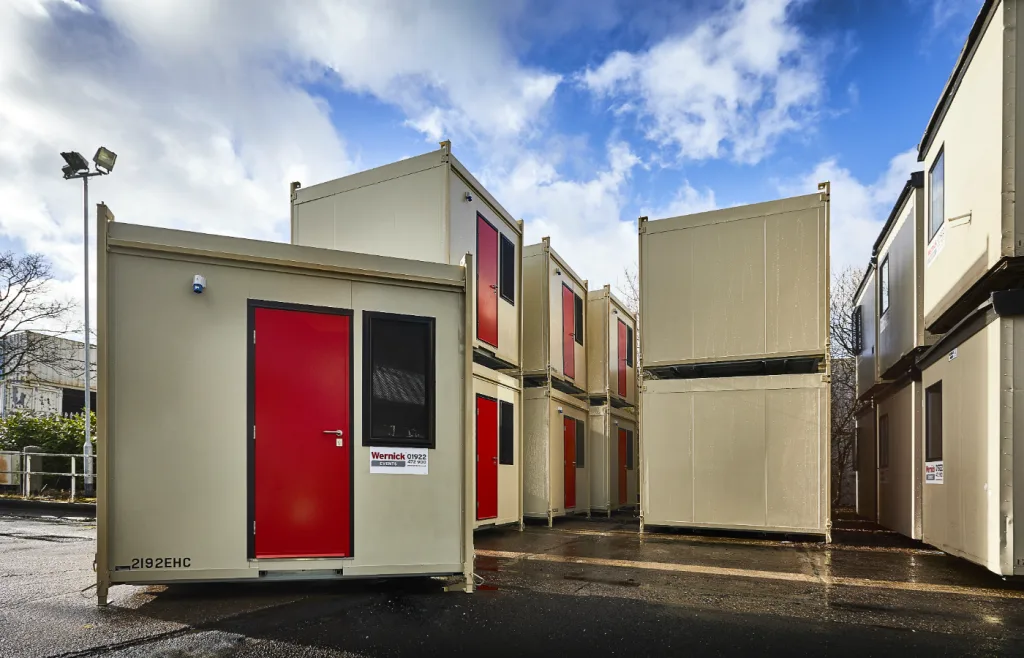 Modular security door for a modular building.