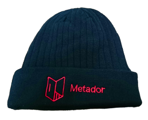 Black beanie hat with rad metador logo on